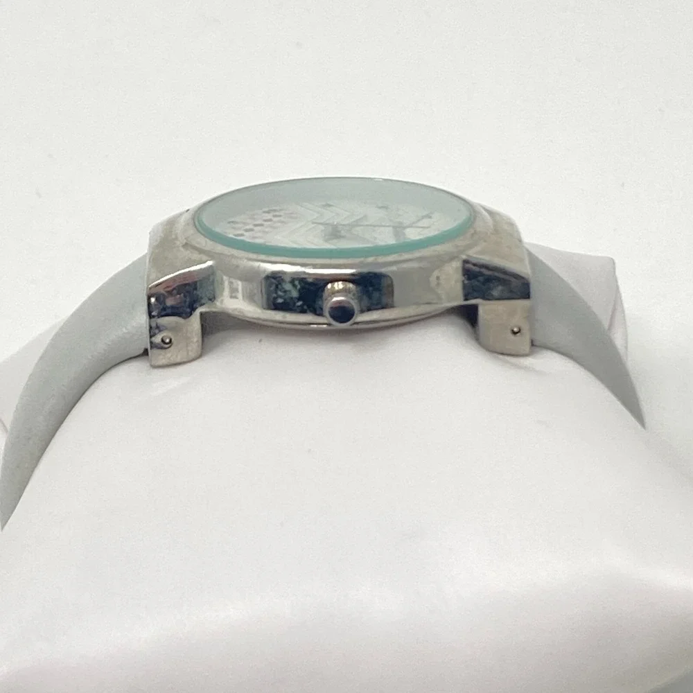 Maurices Women's Watch Chevron Dial 33mm Silver Tone Cuff New Battery SMALL 6
